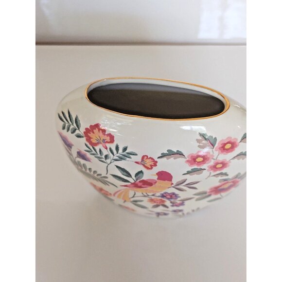 Japanese Otagiri Vase, Otagiri Royal Garden Floral Pillow Vase 4 1/2" - Picture 7 of 13